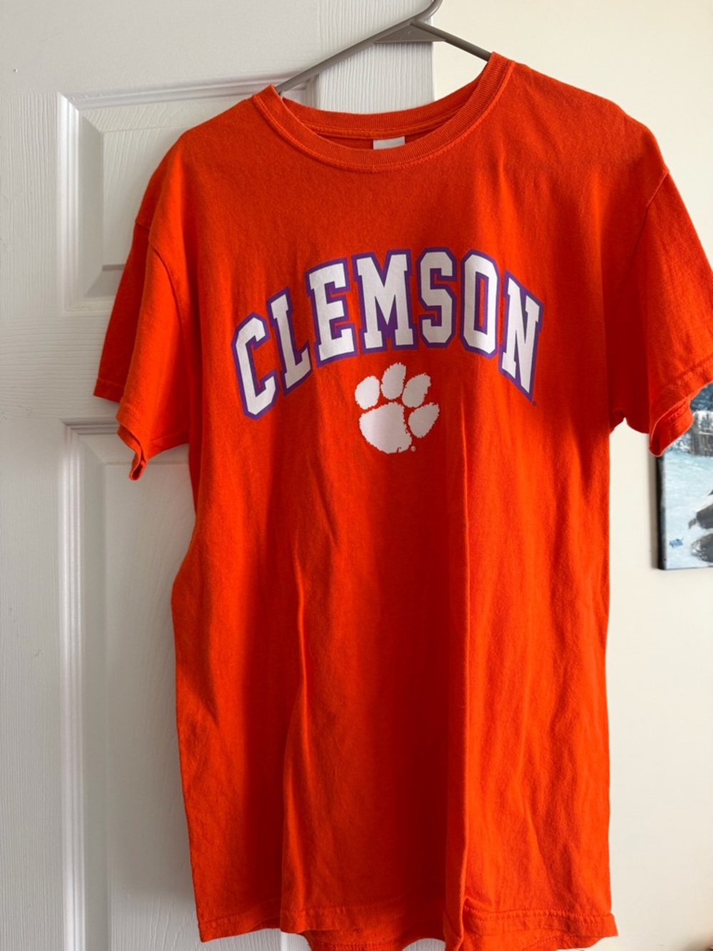Gildan Orange Clemson Graphic Tee with White Paw Logo